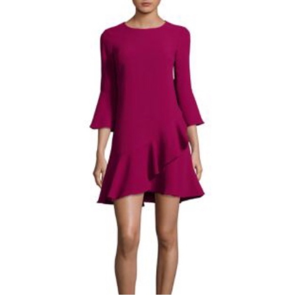 Eliza J‎ Magenta Fuchasia Bell Sleeve Ruffle Dress Size 12 NEW